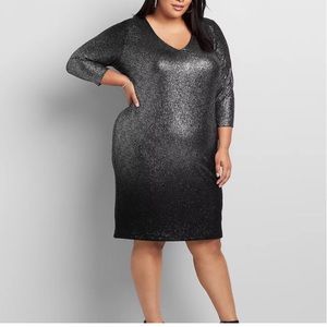 Lane Bryant Plus Size Ombré Metallic Foil Sheath Bodycon Style Dress